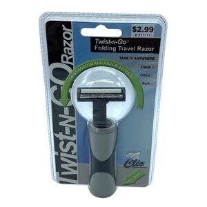 Twist-N-Go Folding Travel Razor By Clio NEW Ergonomic Gillette Trac II Blades